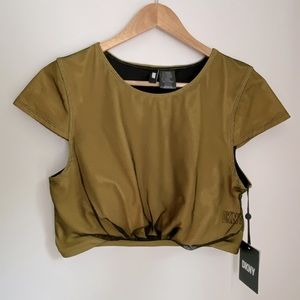 NWT DKNY Women’s Cropped Mesh Overlay Bikini Top, Size Extra Large